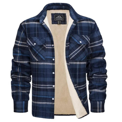 Herren Sherpa gefütterte Flanellhemdenjacke in Grün