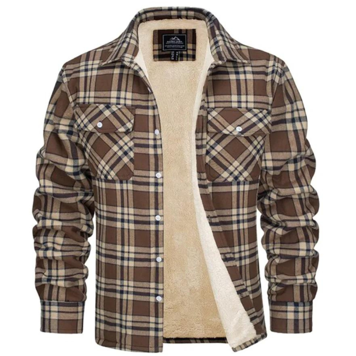 Herren Sherpa gefütterte Flanellhemdenjacke in Orange