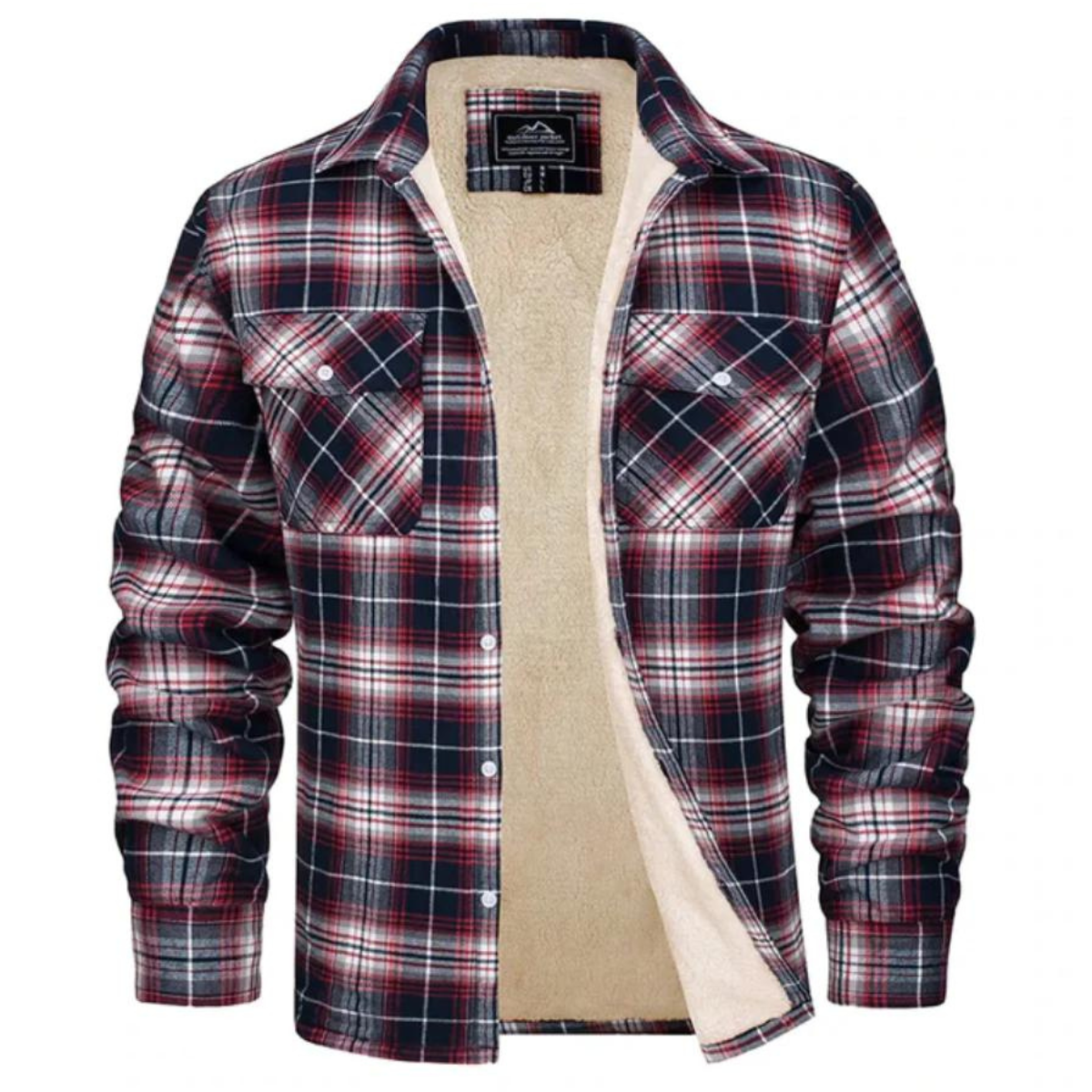 Herren Sherpa gefütterte Flanellhemdenjacke in Orange