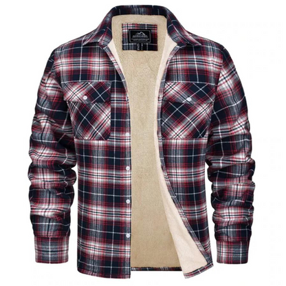 Herren Sherpa gefütterte Flanellhemdenjacke in Orange