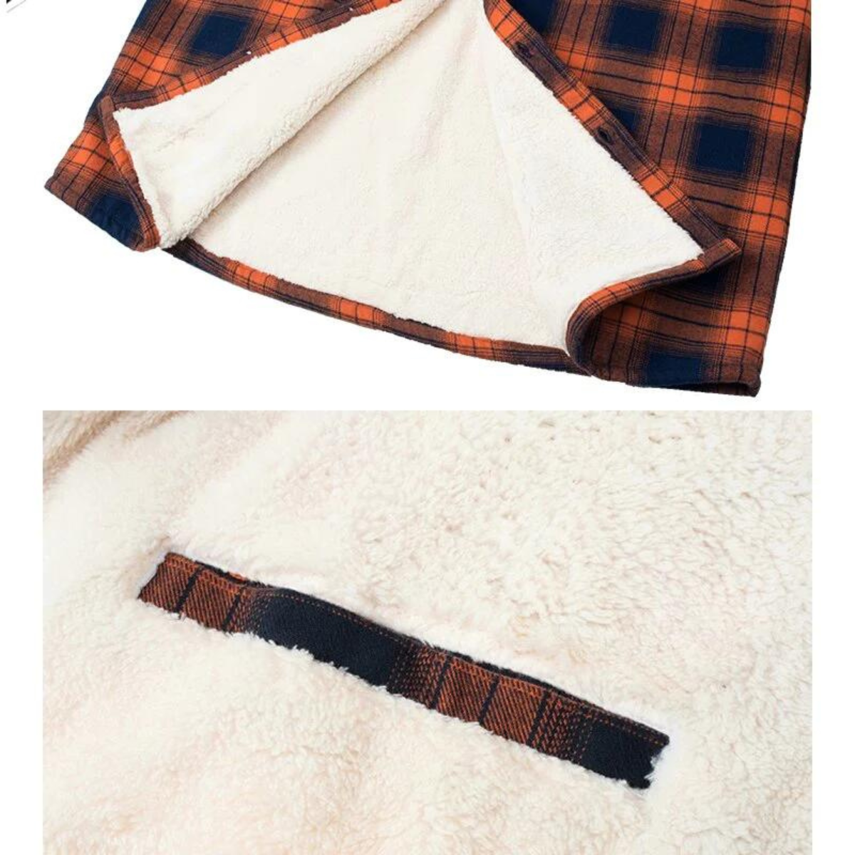 Herren Sherpa gefütterte Flanellhemdenjacke in Orange