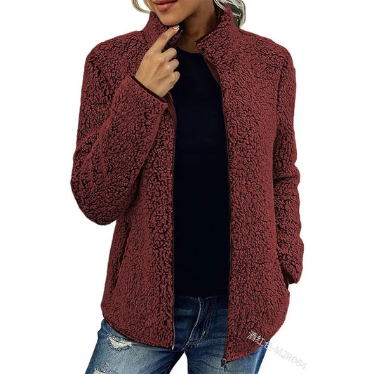 Fleecejacke für Damen in Burgunderrot
