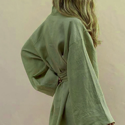 Kimono mit Gürtel in Weiß