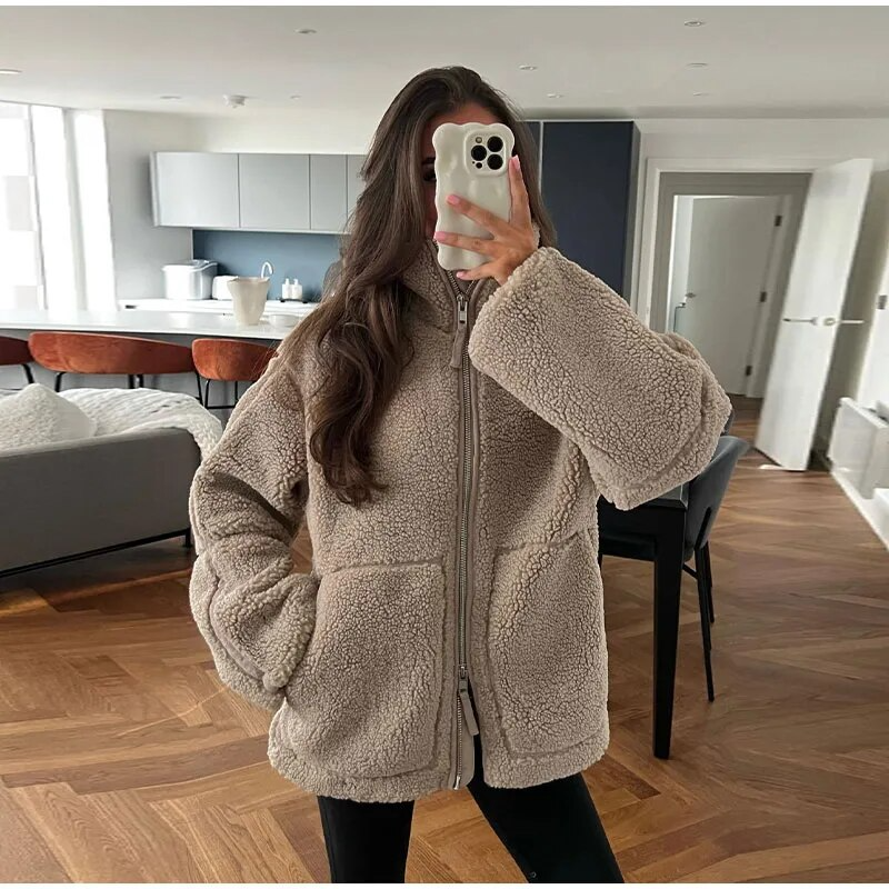 Lässiger Mantel in Beige