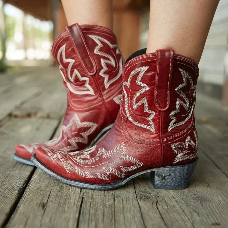 Bestickte Cowboystiefel in Braun