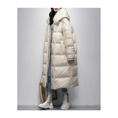 Lange Winter Pufferjacke in Weiß
