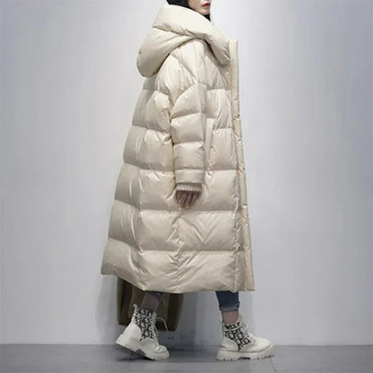 Lange Winter Pufferjacke in Weiß