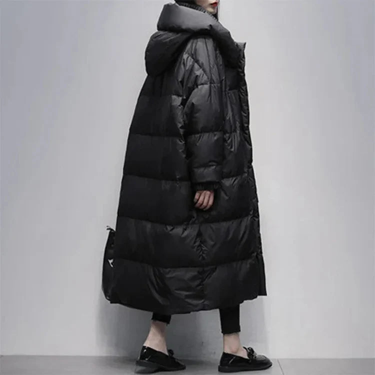 Lange Winter Pufferjacke in Weiß