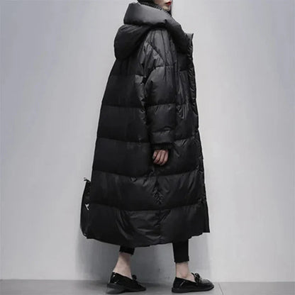 Lange Winter Pufferjacke in Weiß
