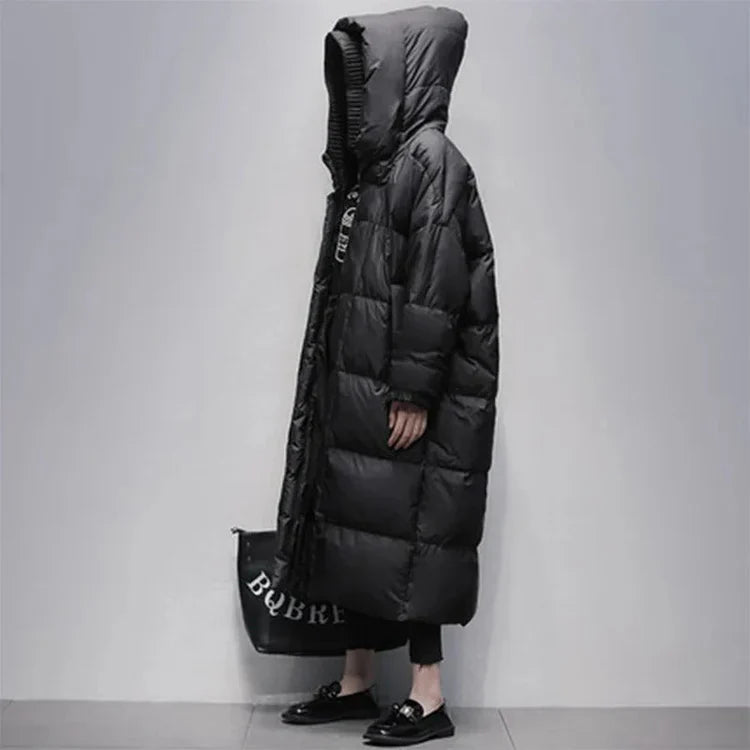 Lange Winter Pufferjacke in Weiß