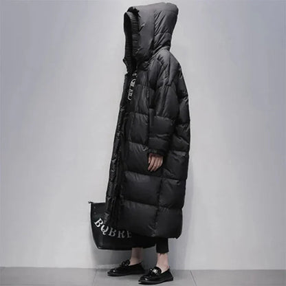 Lange Winter Pufferjacke in Weiß