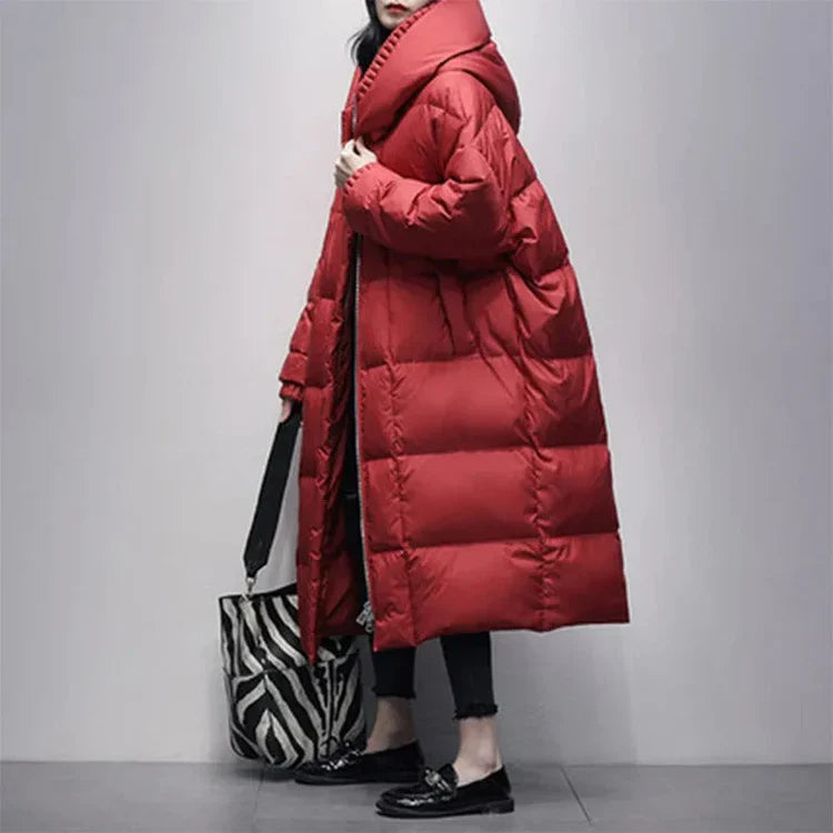 Lange Winter Pufferjacke in Weiß