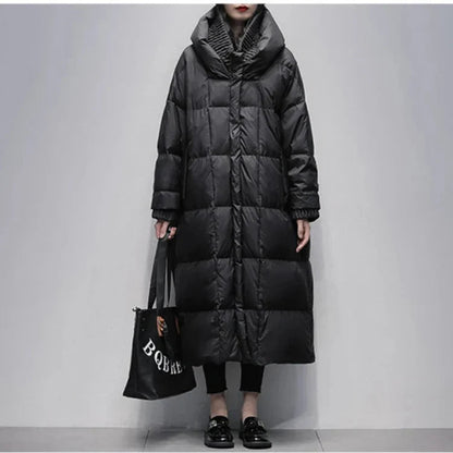 Lange Winter Pufferjacke in Weiß