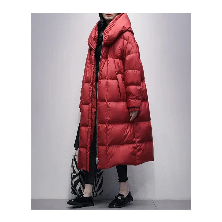 Lange Winter Pufferjacke in Weiß