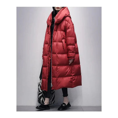 Lange Winter Pufferjacke in Weiß