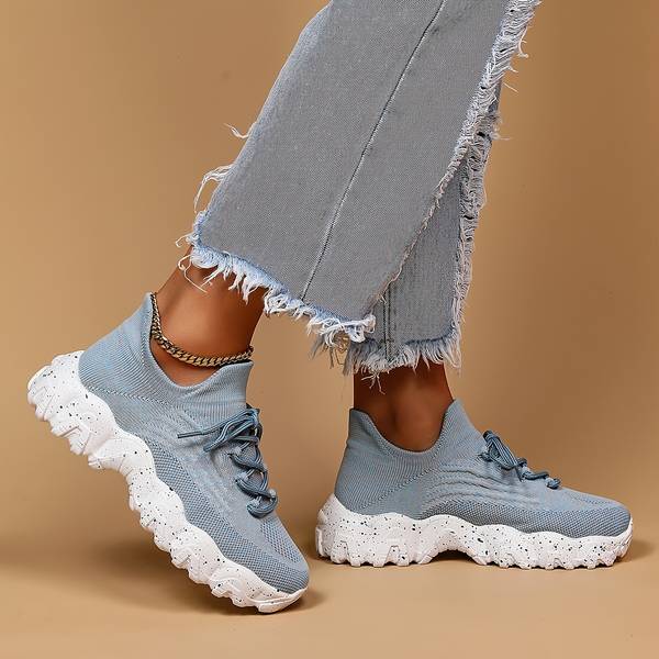 Hellblau Elastische Socken Schuhe in Hellblau