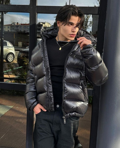 Winter Steppjacke Puffer Streetwear - Urban Style für Kalte Tage in Schwarz