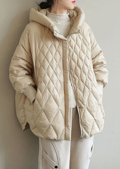 Halblanger Wintermantel Mit Kapuze Für Damen in Khaki