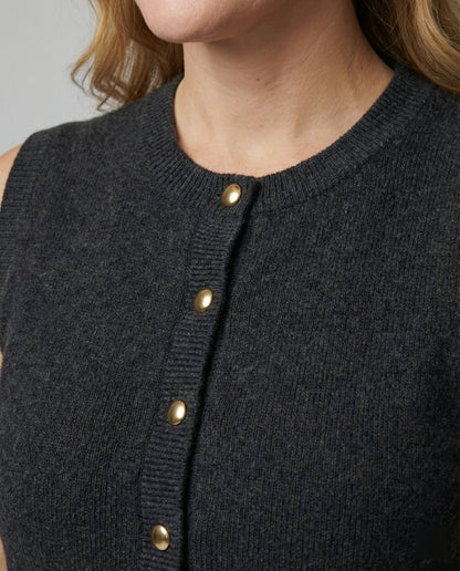 Damen Strickweste elegant mit Knopfverschluss in Khaki