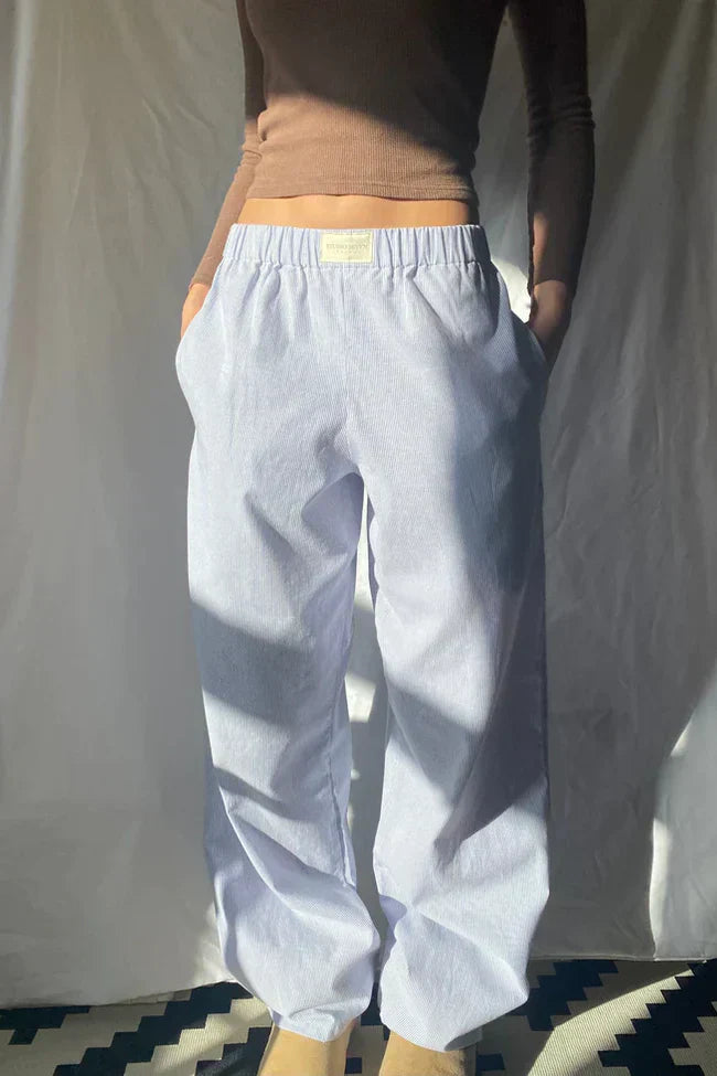 Lolas-Mode | Loose fit Gestreift Elastisch Taille Hose