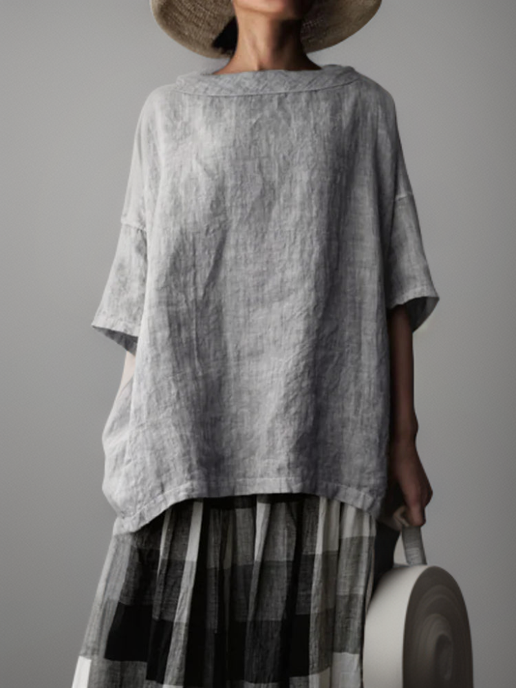 Lolas-Mode | Vintage Tunika in Oversized-Modell mit Boot-Halskette