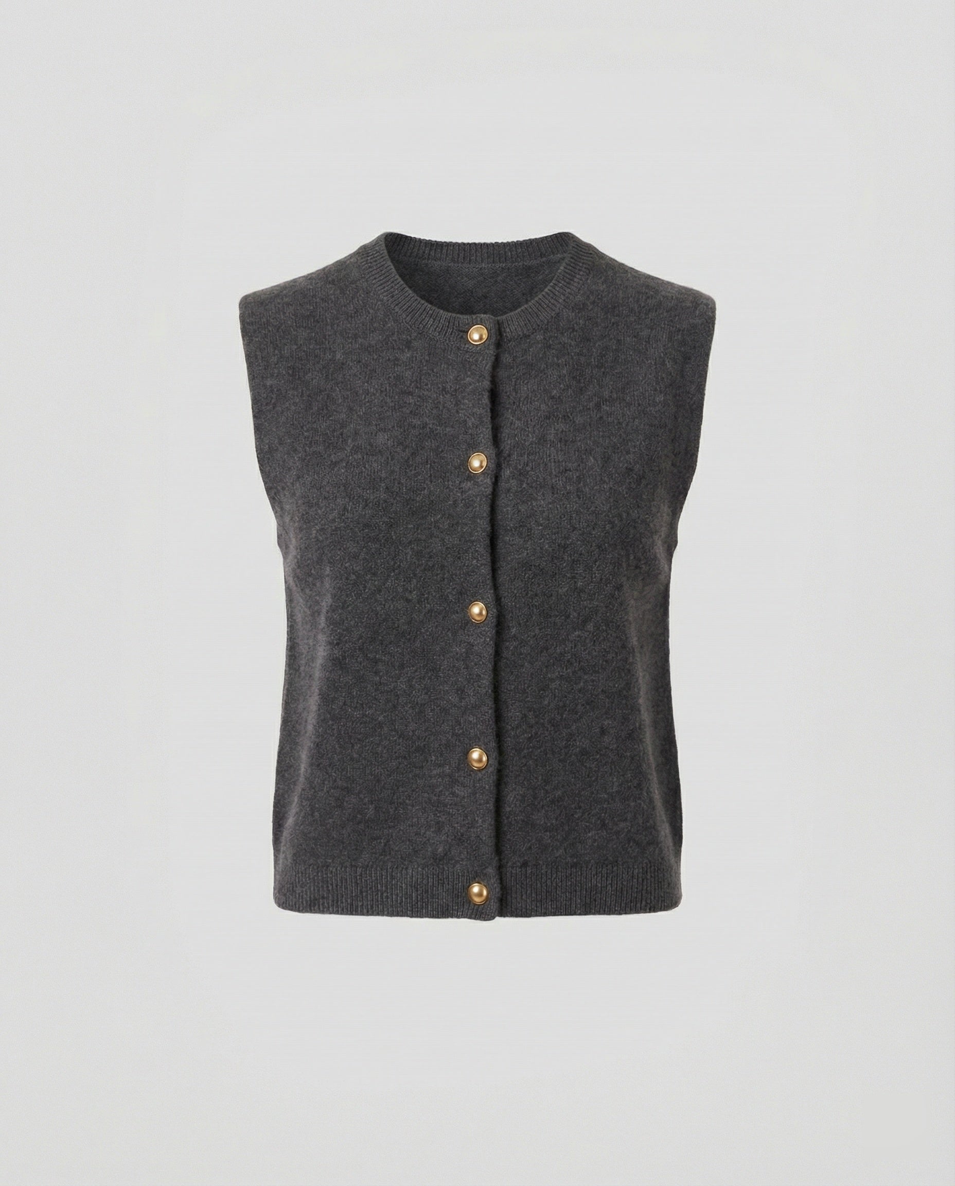 Damen Strickweste elegant mit Knopfverschluss in Weiß