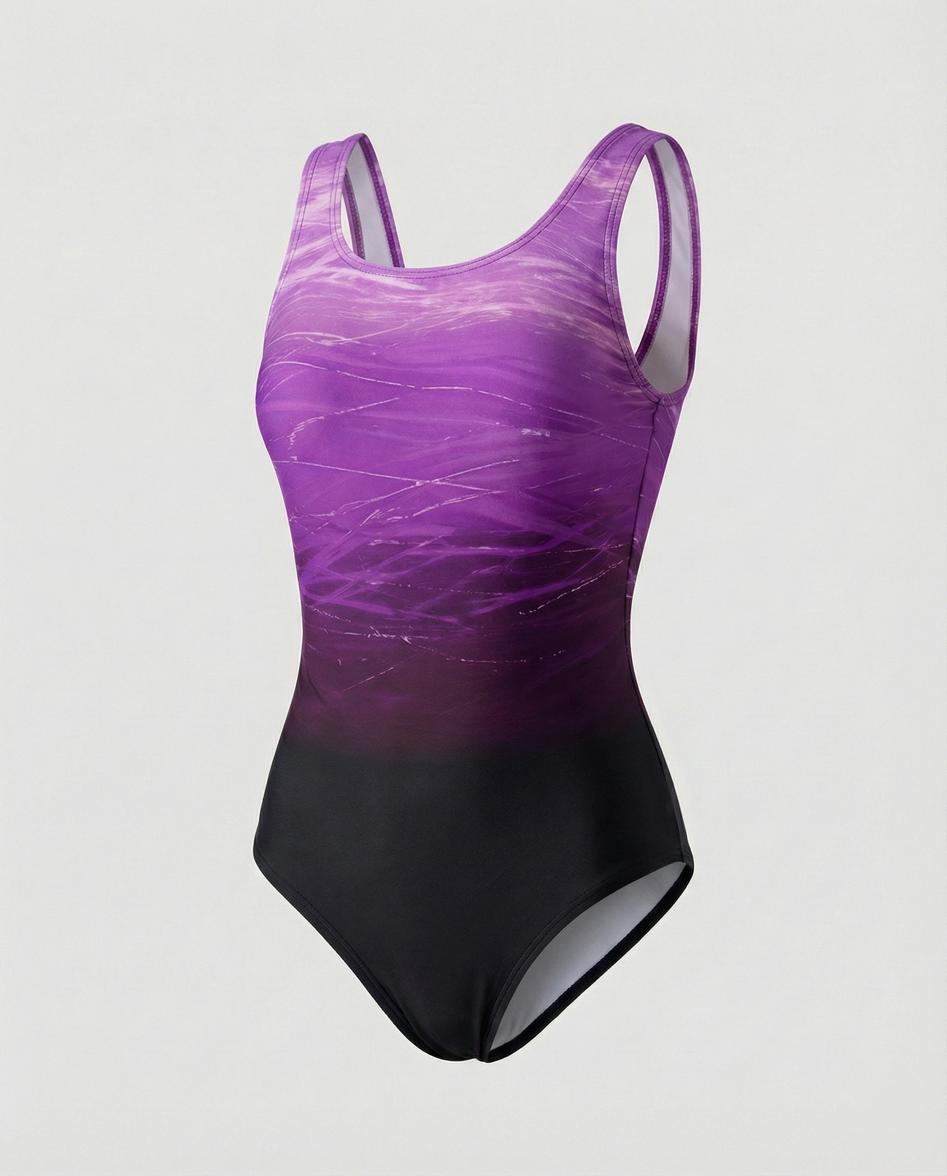 Damen einteiliger Sport-Badeanzug mit Ombre-Design in Rot