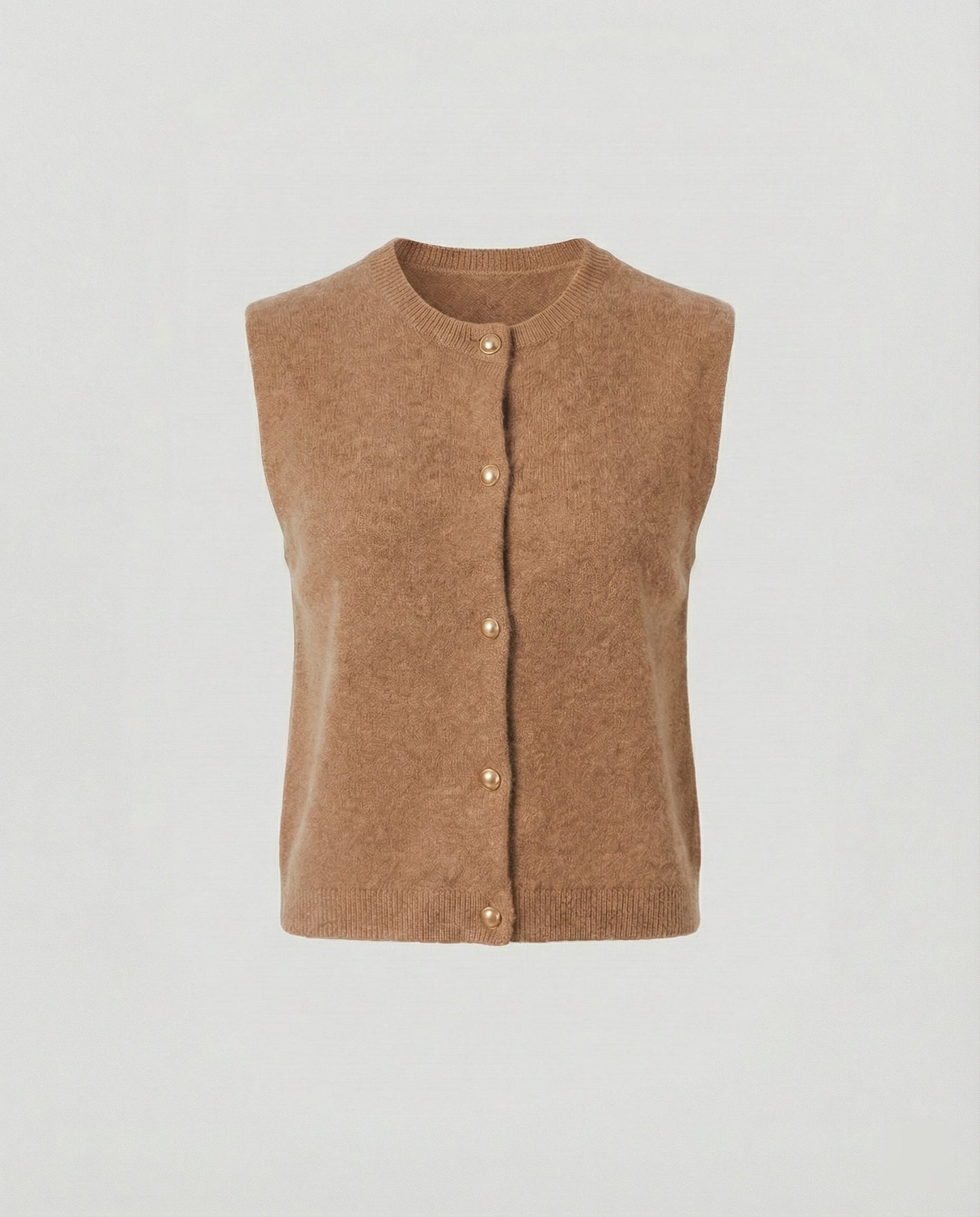 Damen Strickweste elegant mit Knopfverschluss in Aprikose