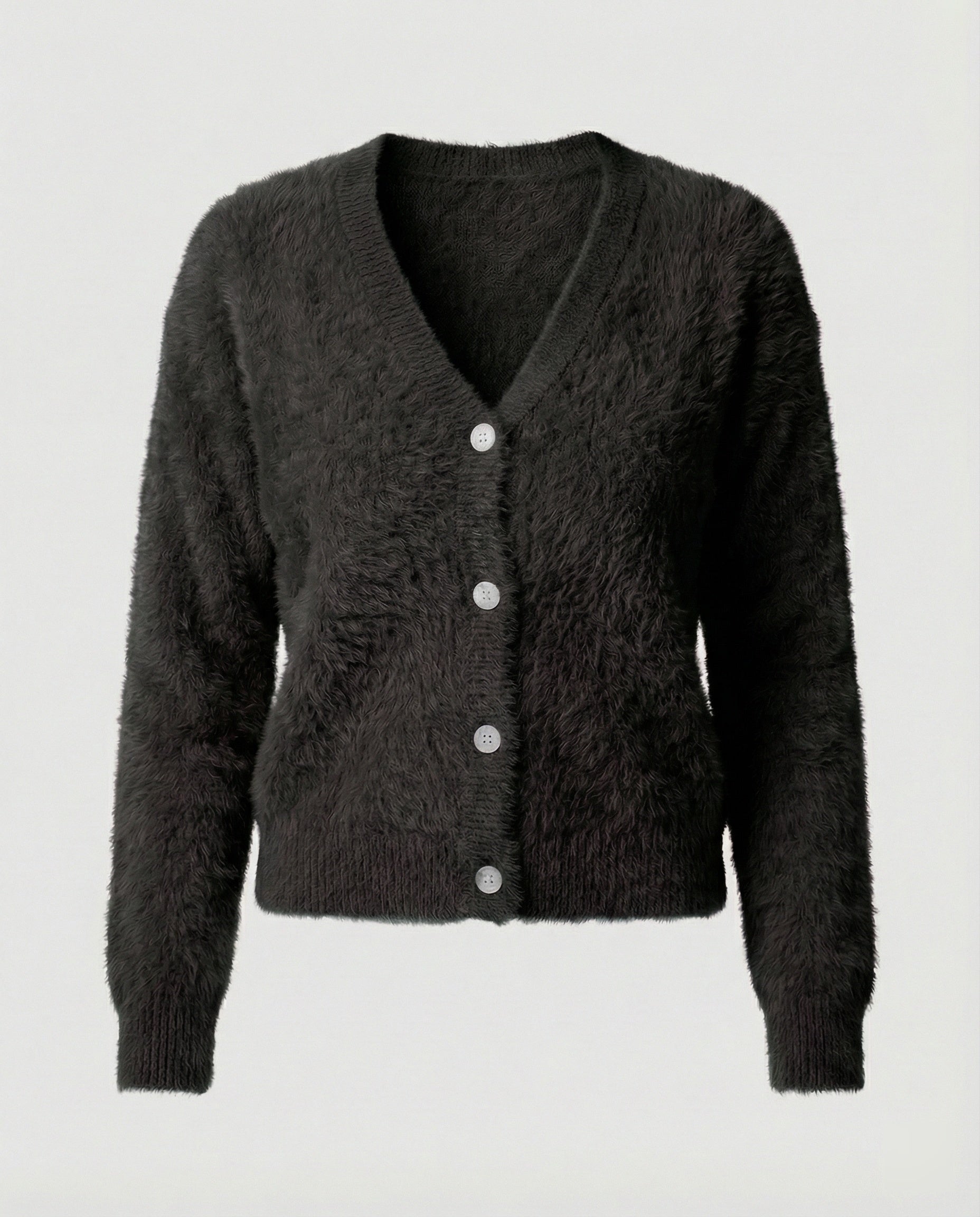 Strickjacke Damen kuschelig mit V-Ausschnitt und Knopfdetails in Rosa