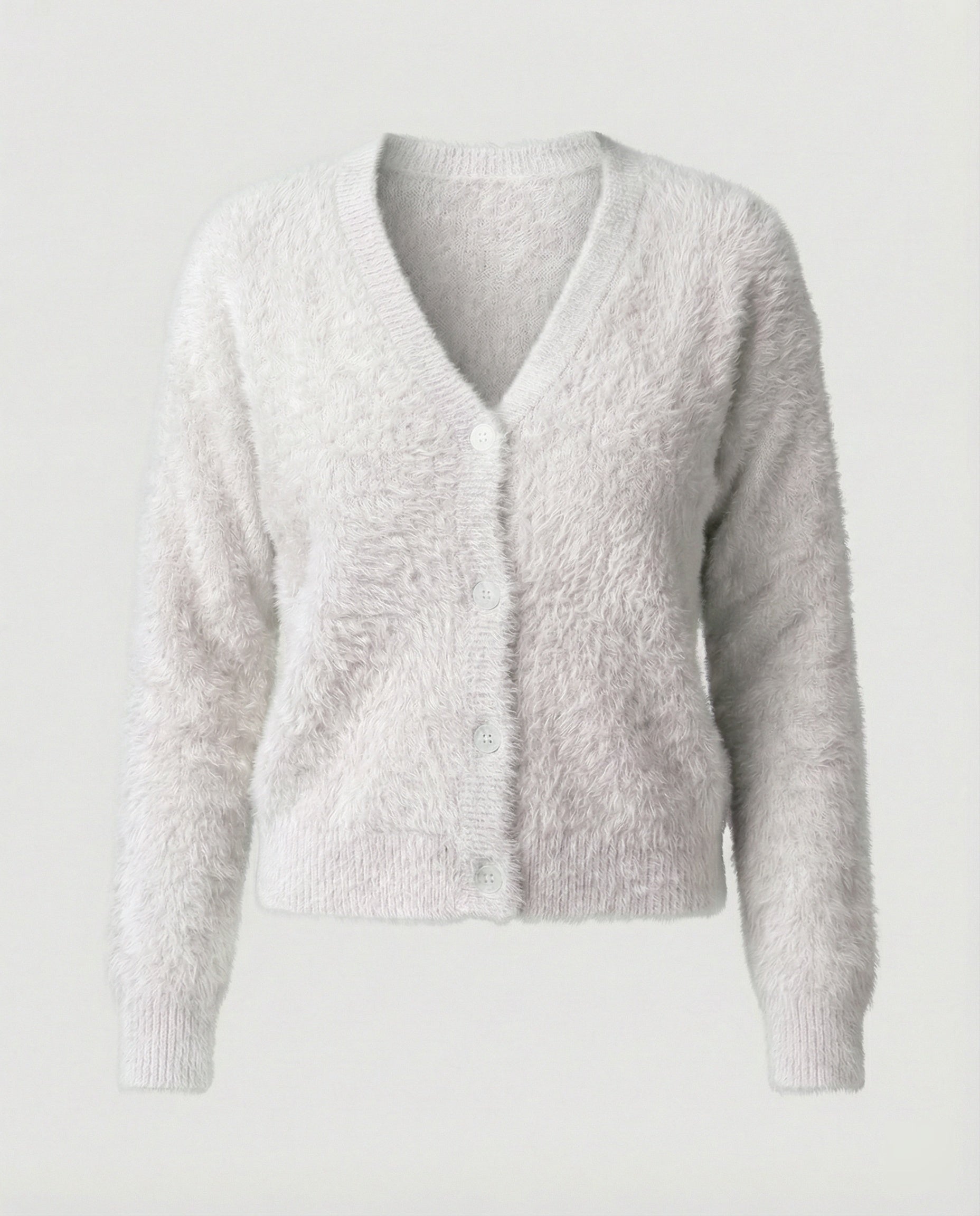 Strickjacke Damen kuschelig mit V-Ausschnitt und Knopfdetails in Violett