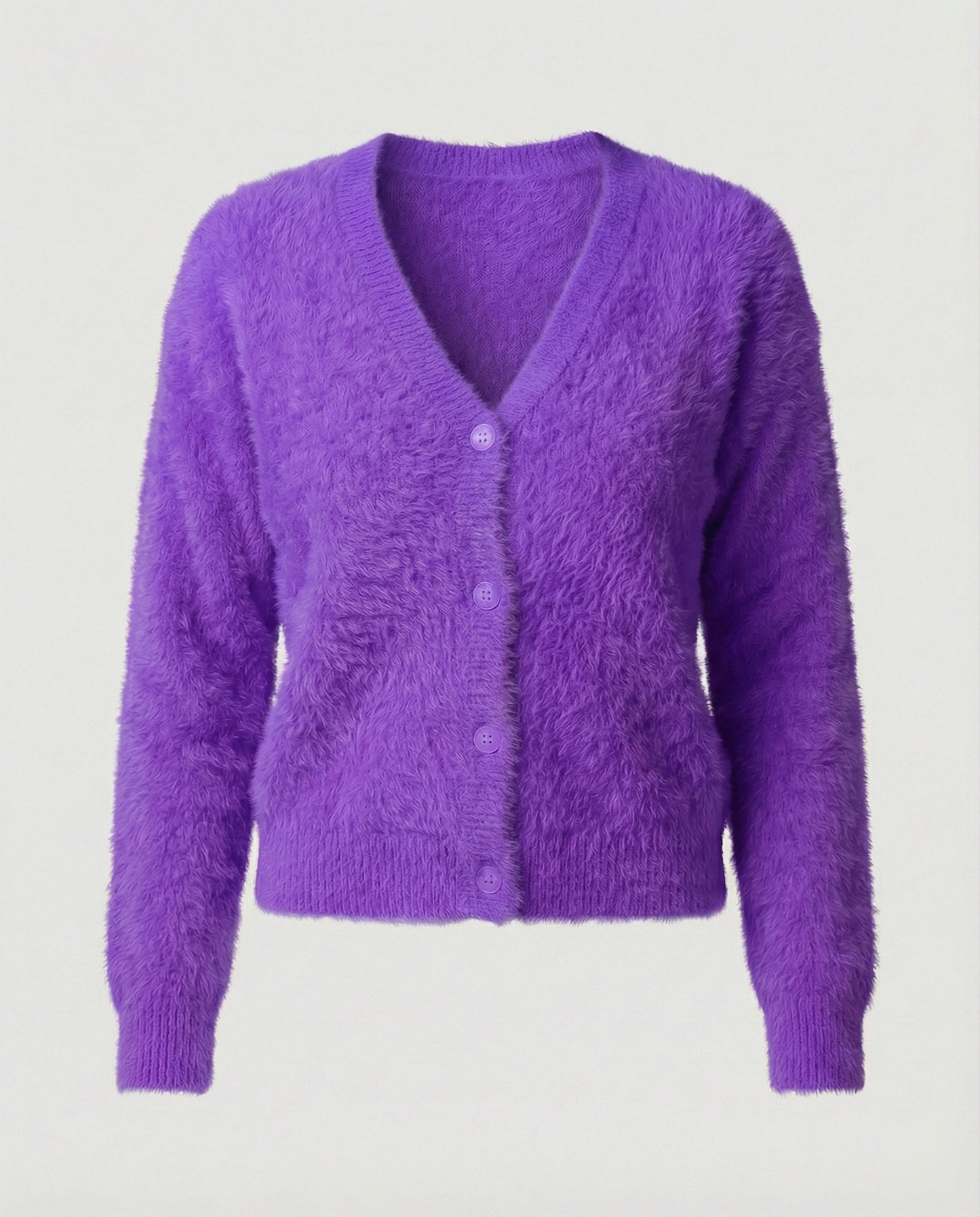Strickjacke Damen kuschelig mit V-Ausschnitt und Knopfdetails in Dunkelgrau