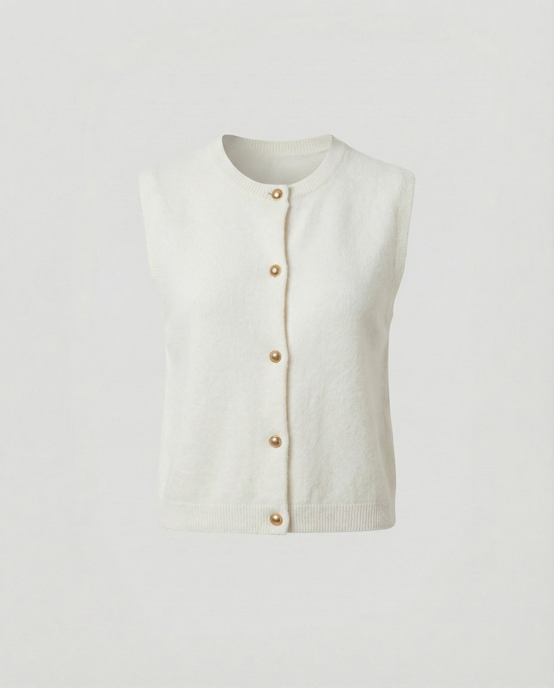 Damen Strickweste elegant mit Knopfverschluss in Weiß