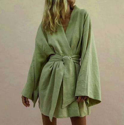 Kimono mit Gürtel in Weiß