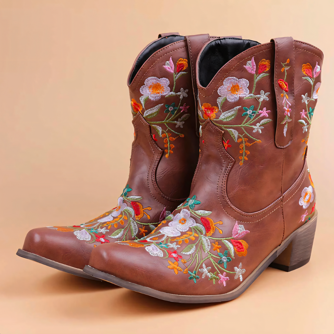Vintage Cowgirl-Stiefel im Westernlook in Flieder