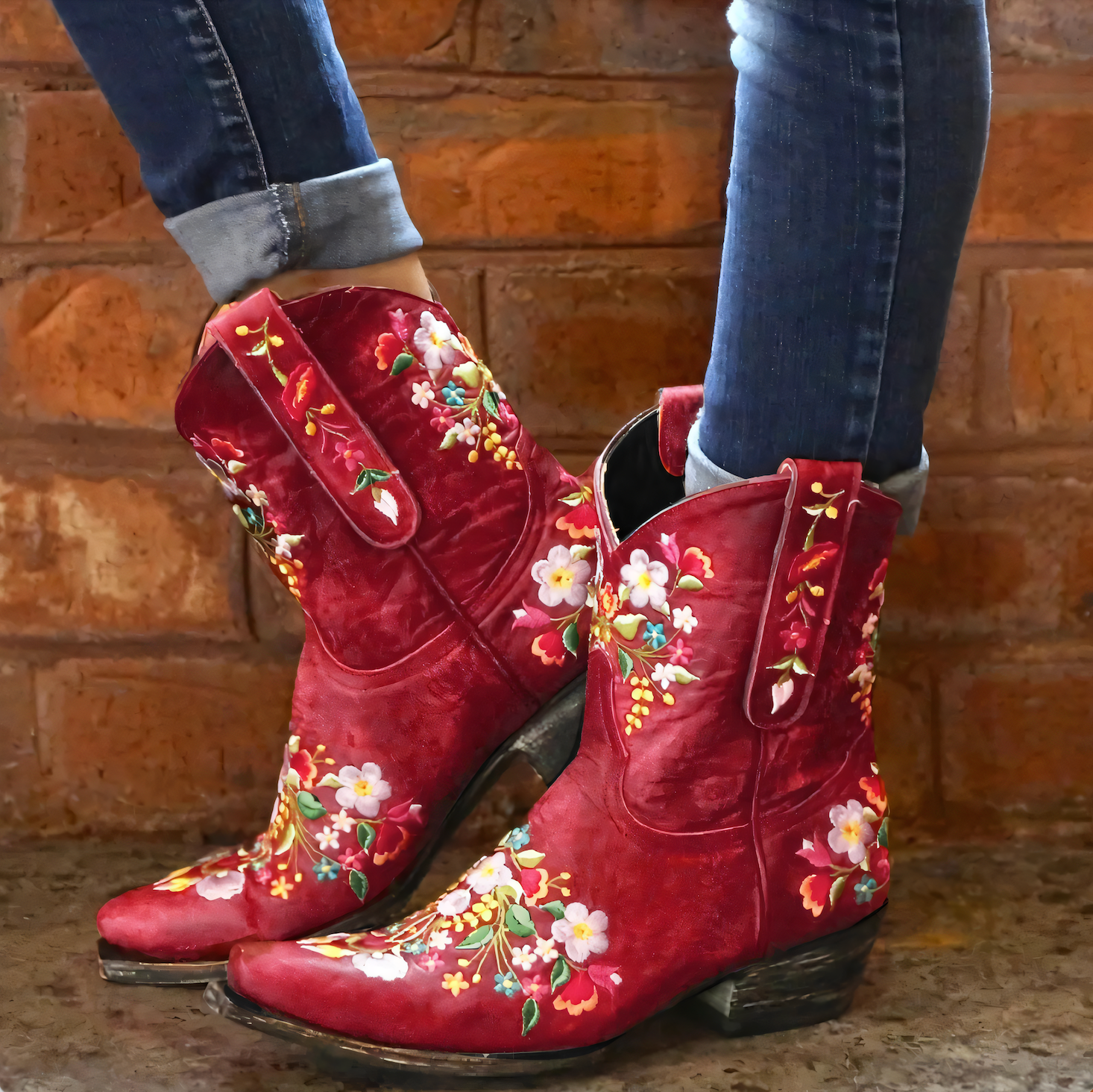 Vintage Cowgirl-Stiefel im Westernlook in Schwarz